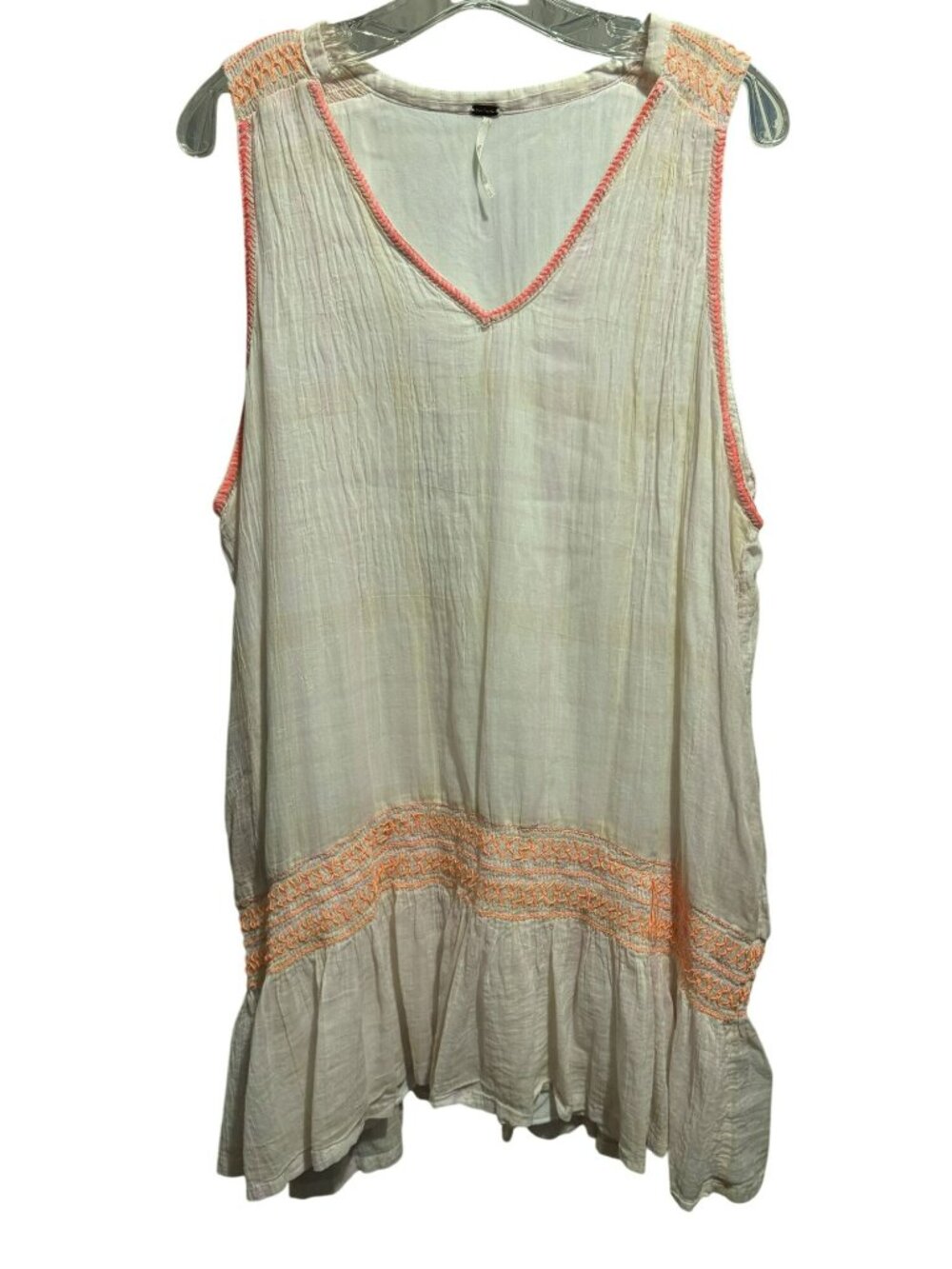 Free People Run With Me Gauze Embroidered Babydoll Tunic Dress Boho Hippie Sz M